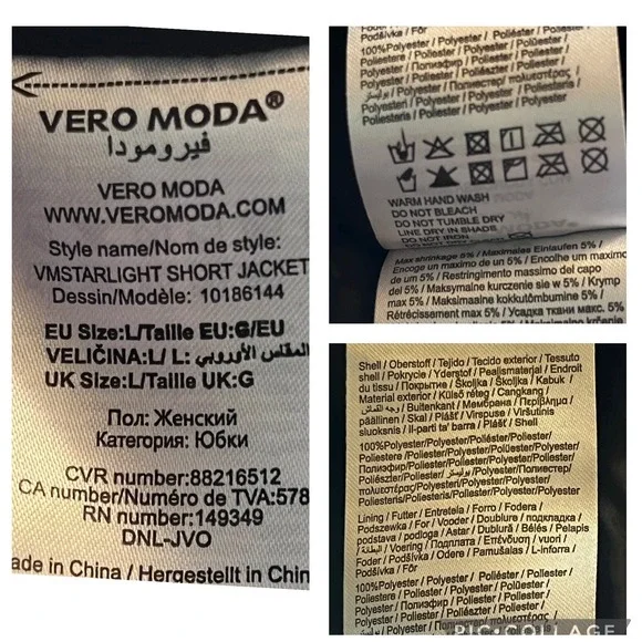 Vero Moda Sz Large Starlight Short Jacket Sequin Black Pockets Glam Bling Sherpa - Picture 8 of 16